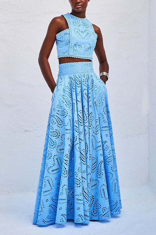 Larissa | Embroidered, High-Waist Maxi Skirt Set
