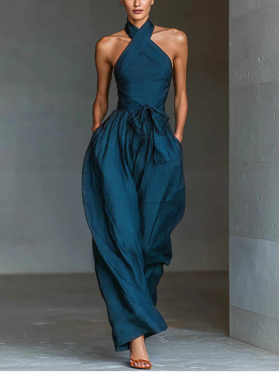Mollie | Chic Jumpsuit with Belted Waist and Wide Legs