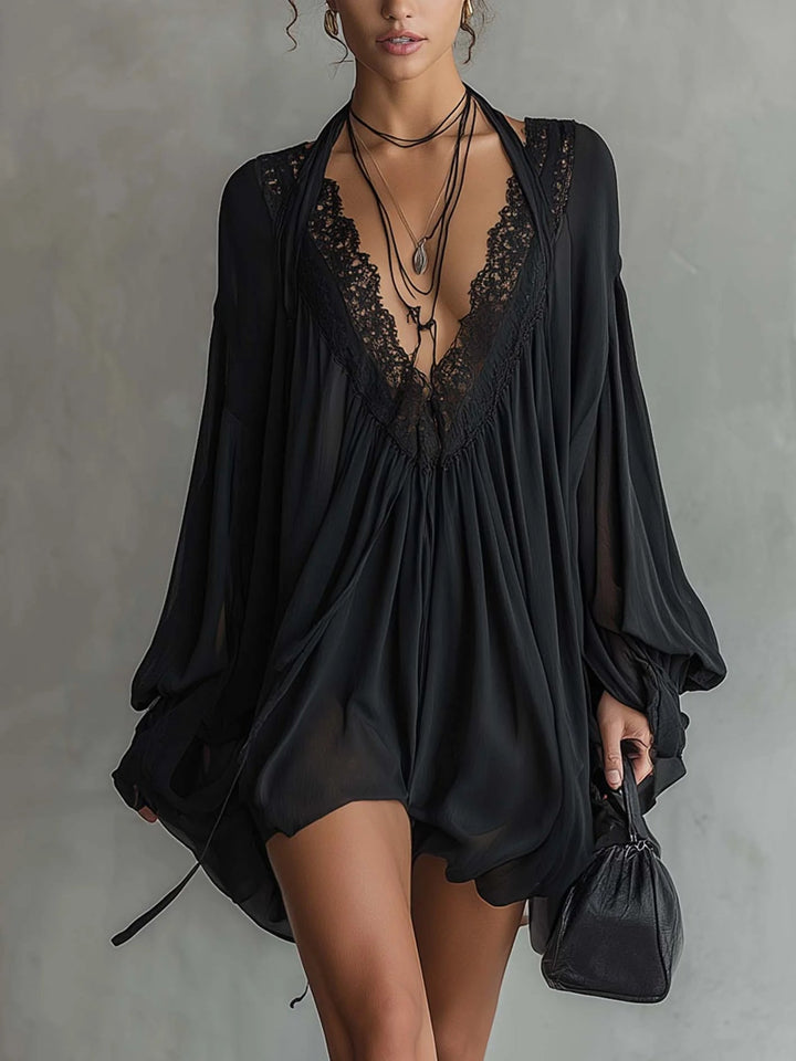 Amelie | Floral Print Three Quarter Sleeve Mini Dress