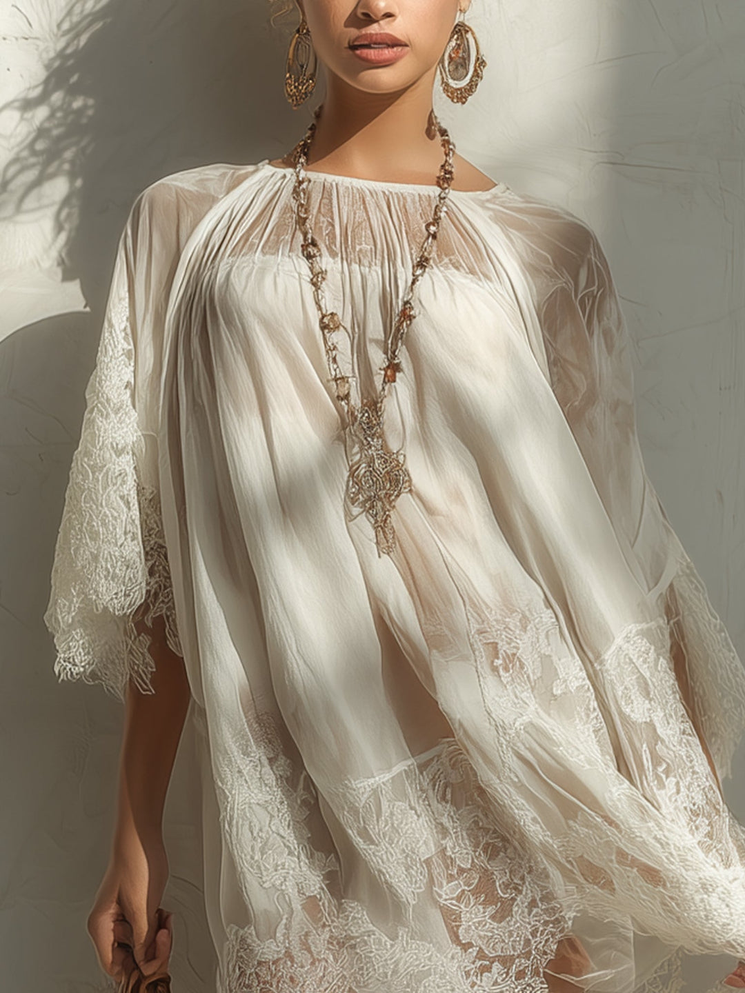 Hennah | Floral Print Three Quarter Sleeve Mini Dress
