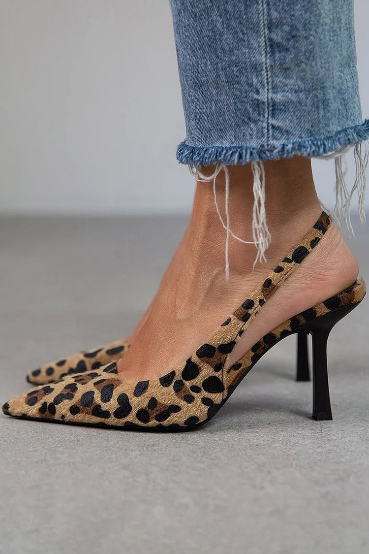 Lara - Leopard Print Heels with Back Strap Footwear
