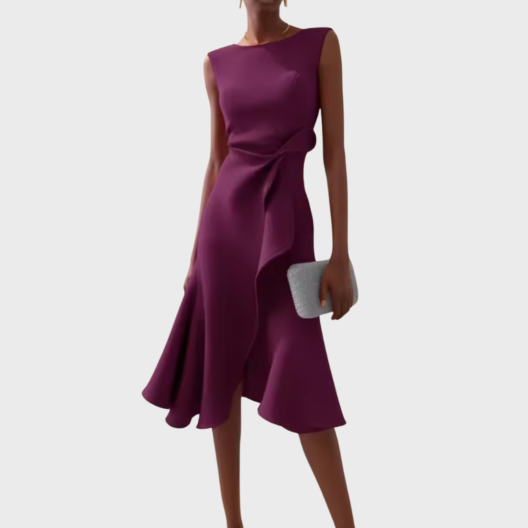 Amy's Wardrobe | Asymmetrical Draped Midi Dress