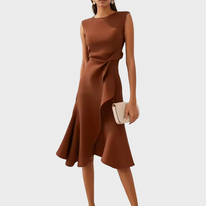Amy's Wardrobe | Asymmetrical Draped Midi Dress