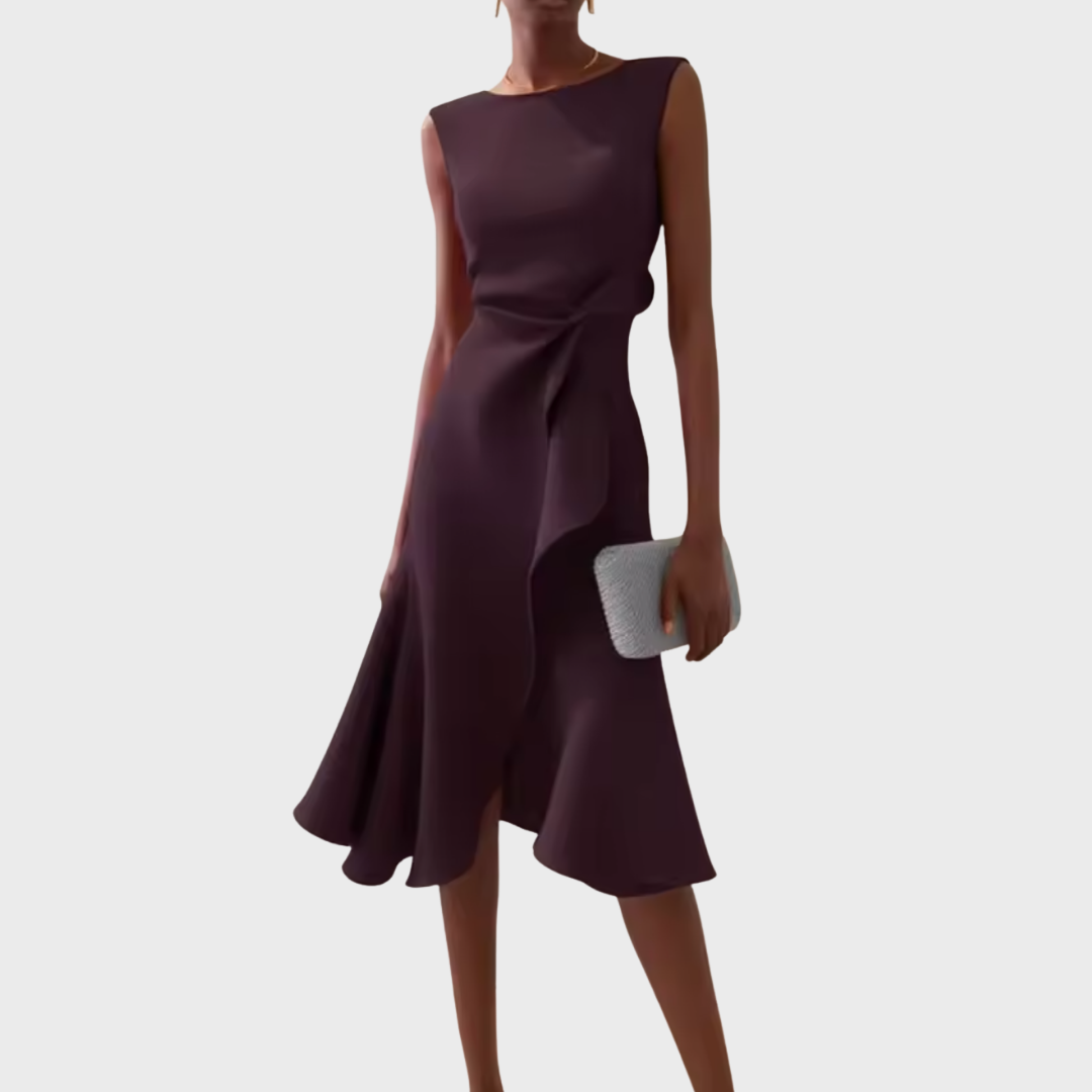 Amy's Wardrobe | Asymmetrical Draped Midi Dress