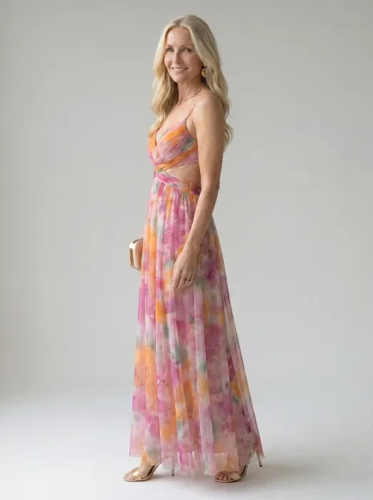 Isel | Soft Wrap Three Quarter Sleeve Maxi Dress