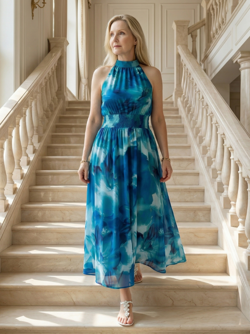 Sylin Gathered Halter Midi Dress - Elegant silhouette, gathered design, flattering fit Midi Dress