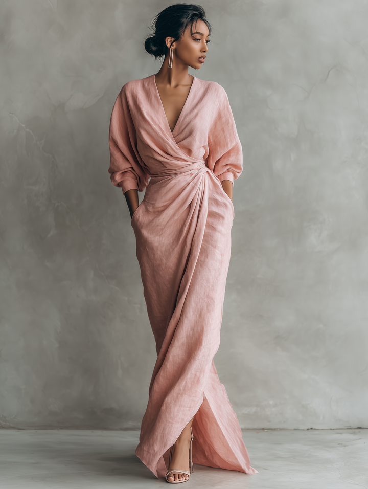 Joelle | Floral Print Three Quarter Sleeve Maxi Dress