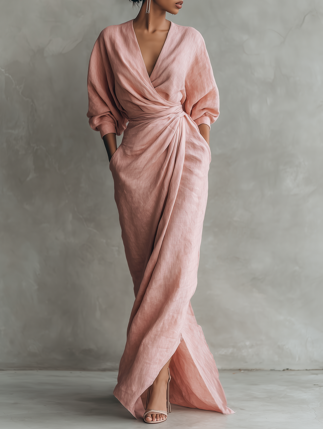 Joelle | Floral Print Three Quarter Sleeve Maxi Dress