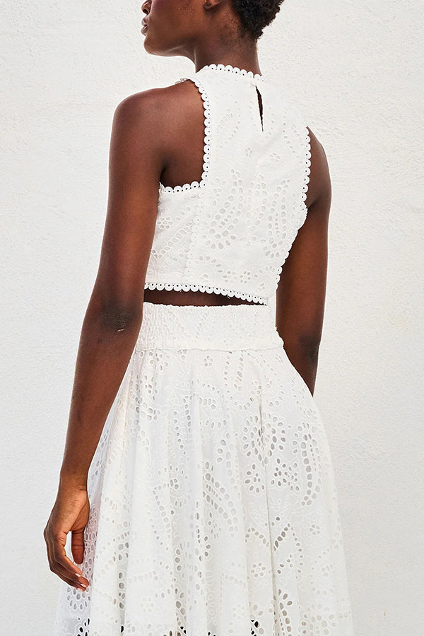 Larissa | Embroidered, High-Waist Maxi Skirt Set