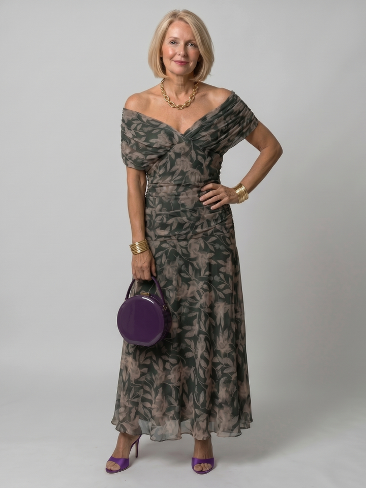 Calen - Off Shoulder Flow Midi Dress | Casual, Elegant, Comfortable