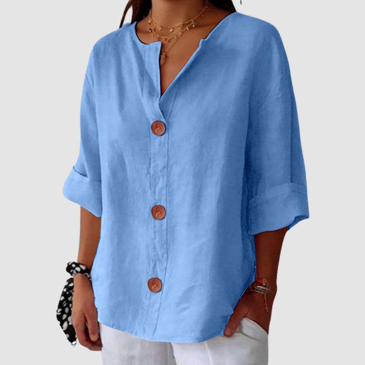 Leah | Casual Three Quarter Sleeve Linen Blouse