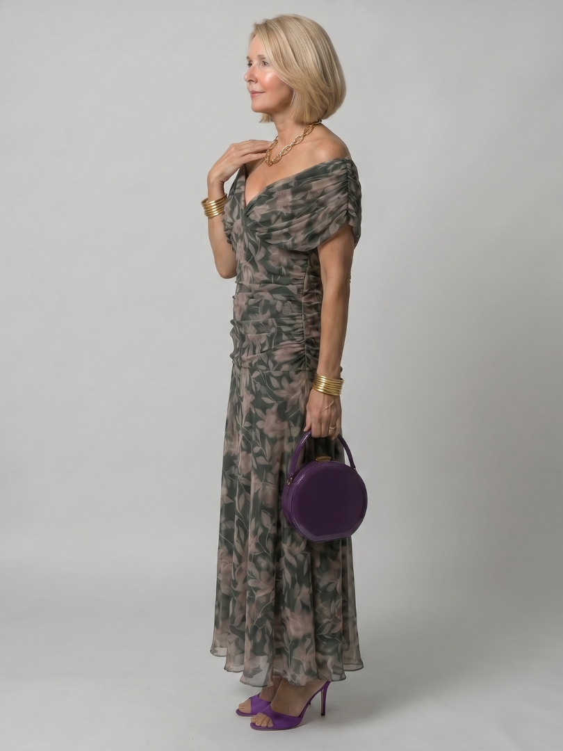 Calen - Off Shoulder Flow Midi Dress | Casual, Elegant, Comfortable