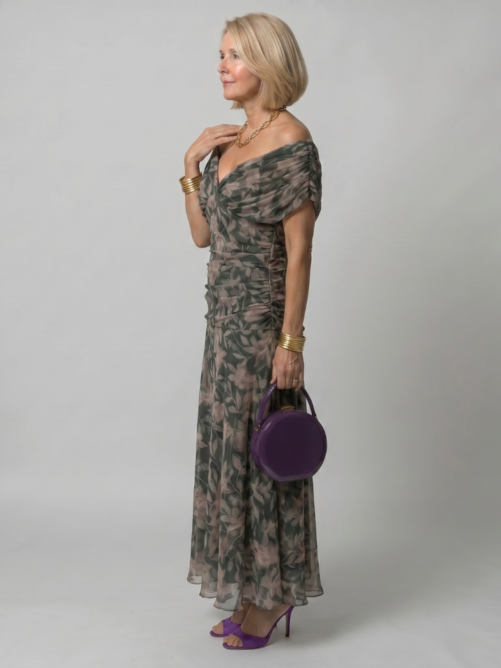 Calen - Off Shoulder Flow Midi Dress | Casual, Elegant, Comfortable