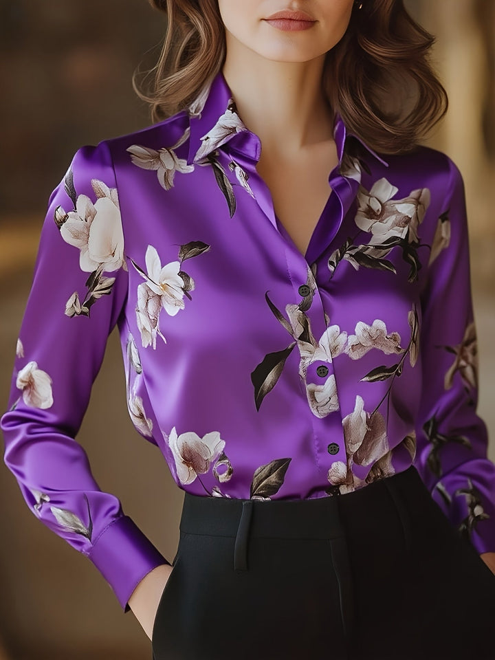 Monique | Elegant Satin Three Quarter Blouse