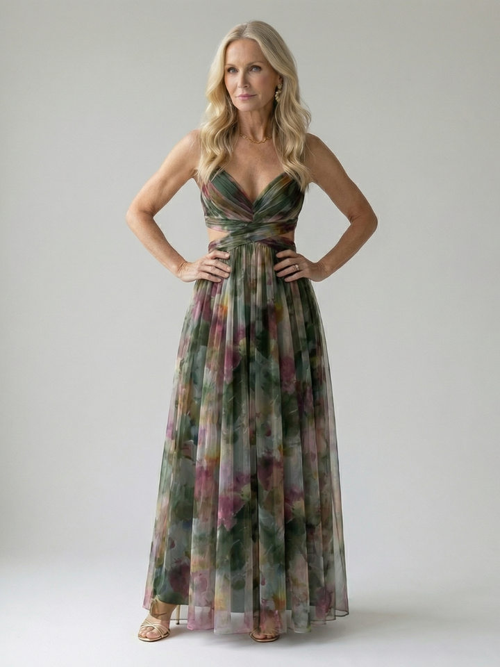 Isel | Soft Wrap Three Quarter Sleeve Maxi Dress