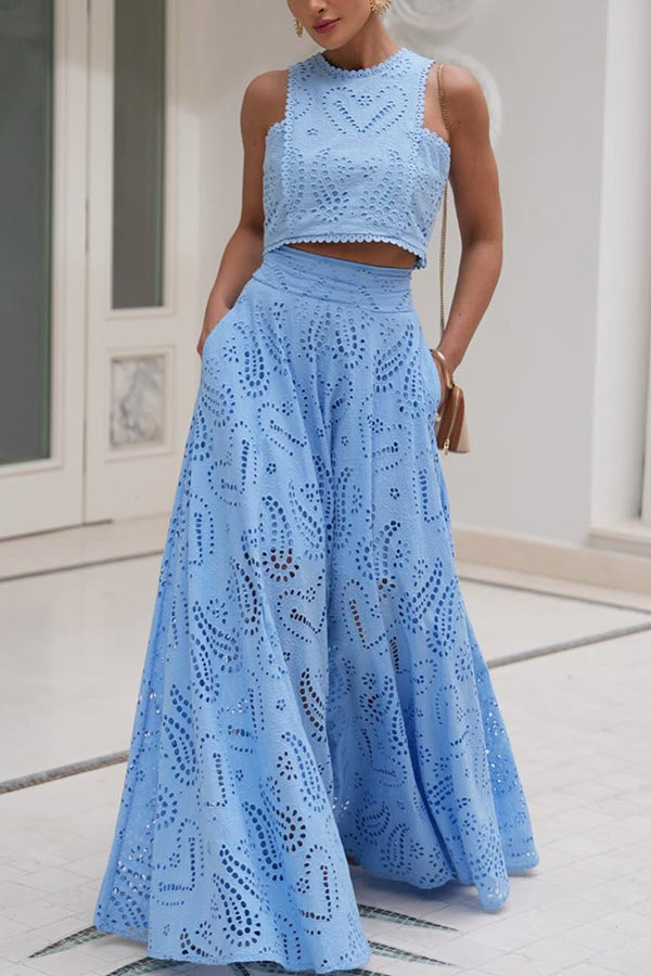 Larissa | Embroidered, High-Waist Maxi Skirt Set