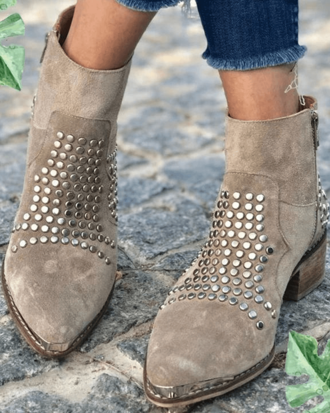 Nysa - Studded Leather Ankle Boots