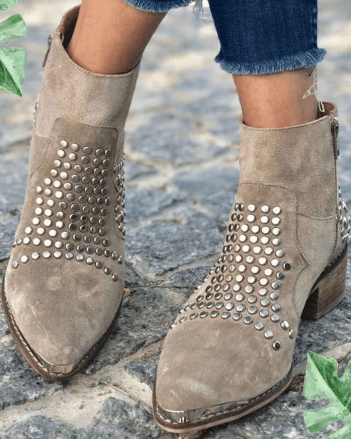 Nysa - Studded Leather Ankle Boots
