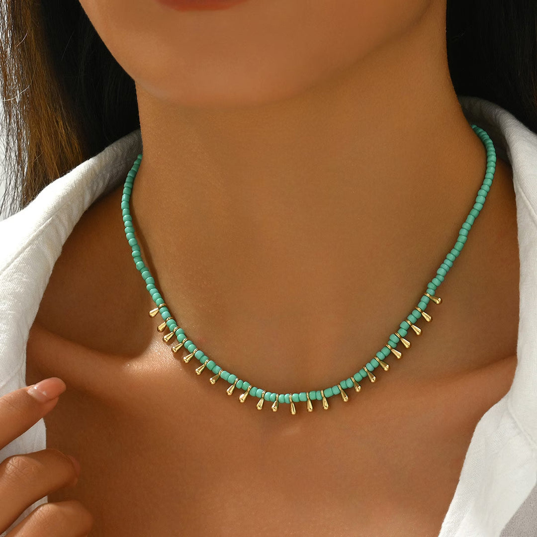 Nysa - Minimalist Turquoise and Gold Necklace