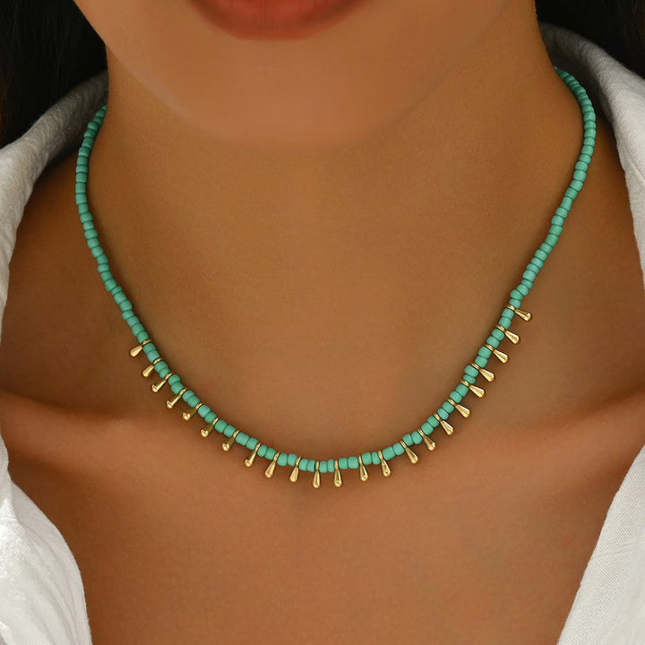Nysa - Minimalist Turquoise and Gold Necklace
