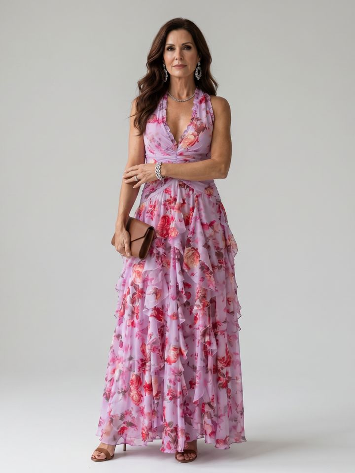 Nori | Floral Ruched Bodice Maxi Dress