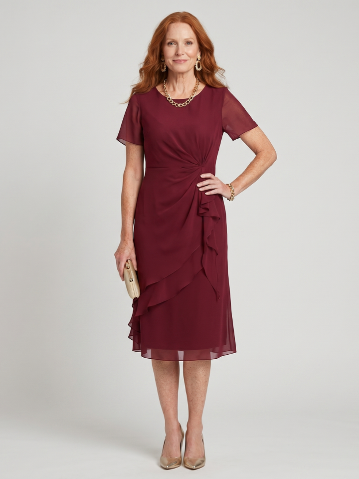 Ember | Elegant Three Quarter Sleeve Midi Dress