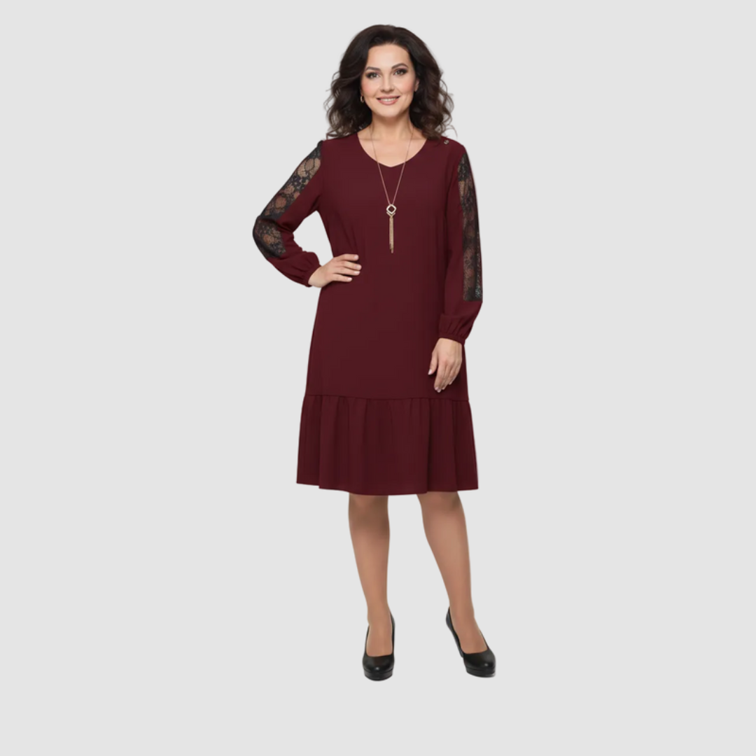 Laila | Elegant Three Quarter Sleeve Midi Dress