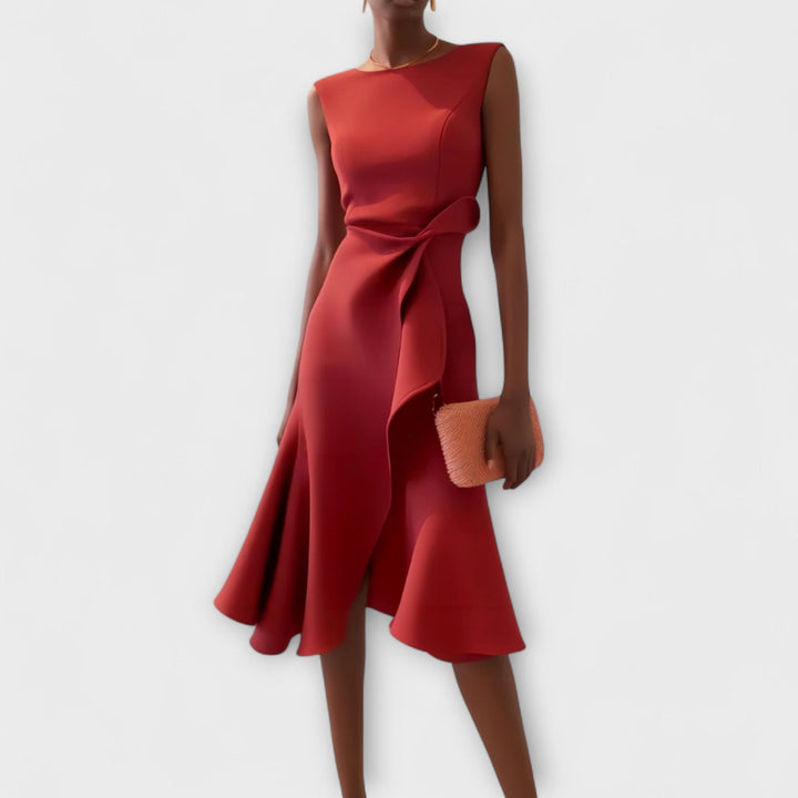 Amy's Wardrobe | Asymmetrical Draped Midi Dress