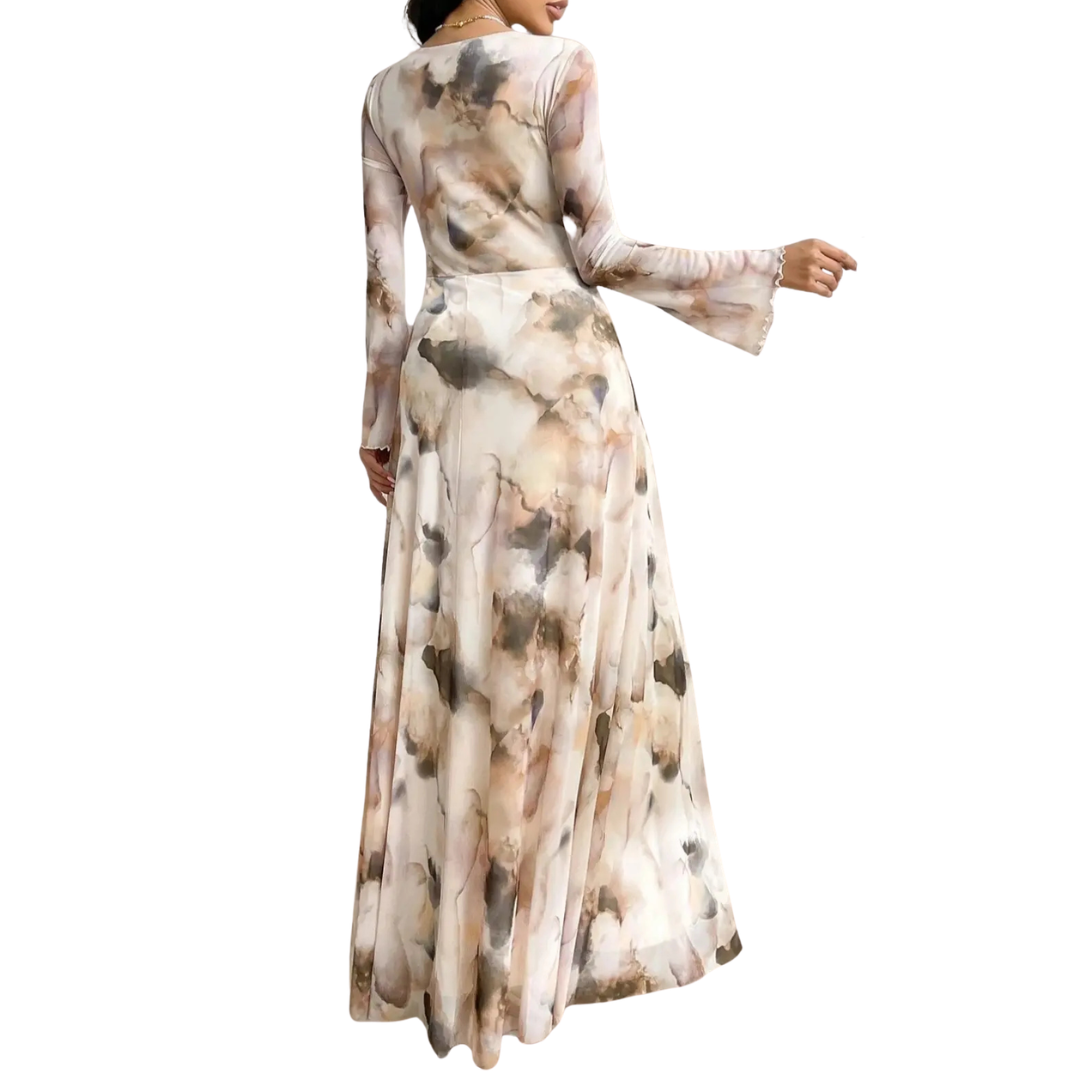 Trish™ Elegant Dress | Floral Print Three Quarter Sleeve Midi Dress
