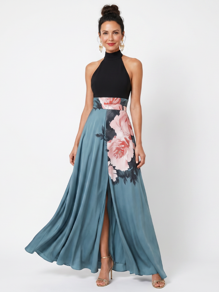 Olympas | Floral Halter Bodice Maxi Dress