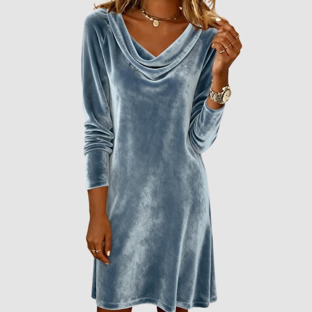 Misty | Long Sleeve Velvet Midi Dress
