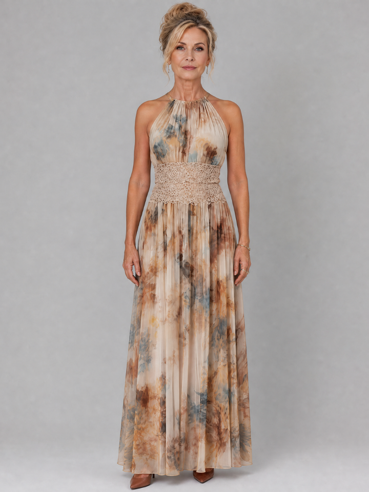 Elavenue Halter Neck | Lace Waist Maxi Dress