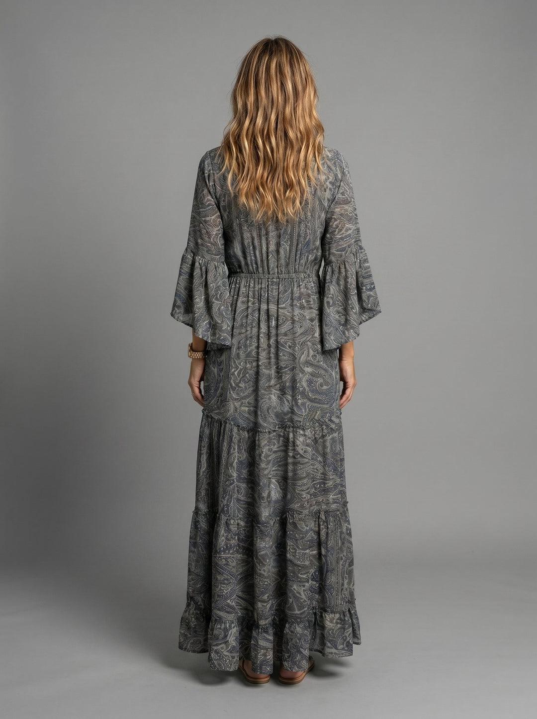 Melody | Floral Print Three Quarter Sleeve Maxi Dress