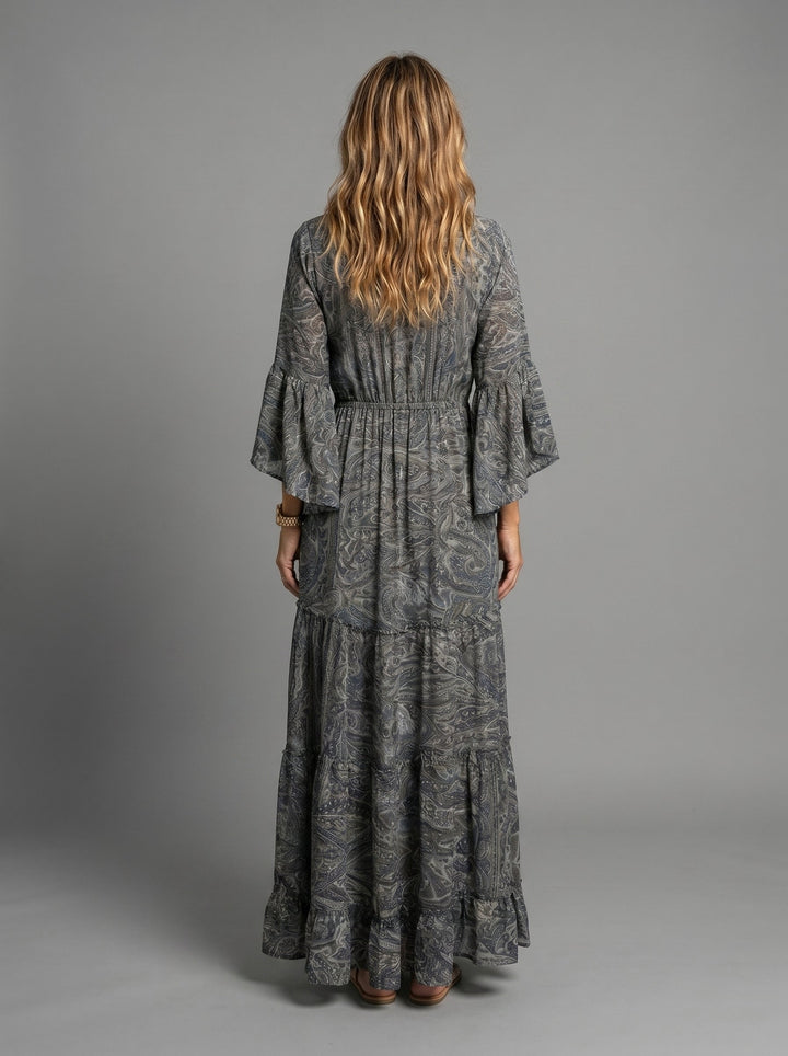 Melody | Floral Print Three Quarter Sleeve Maxi Dress