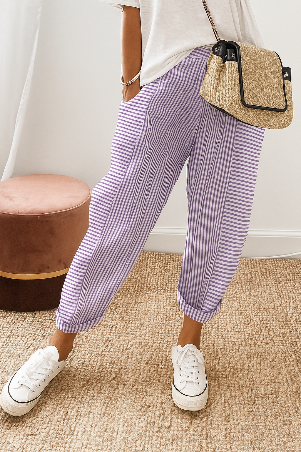 Marlyn | Striped Three Quarter Pants