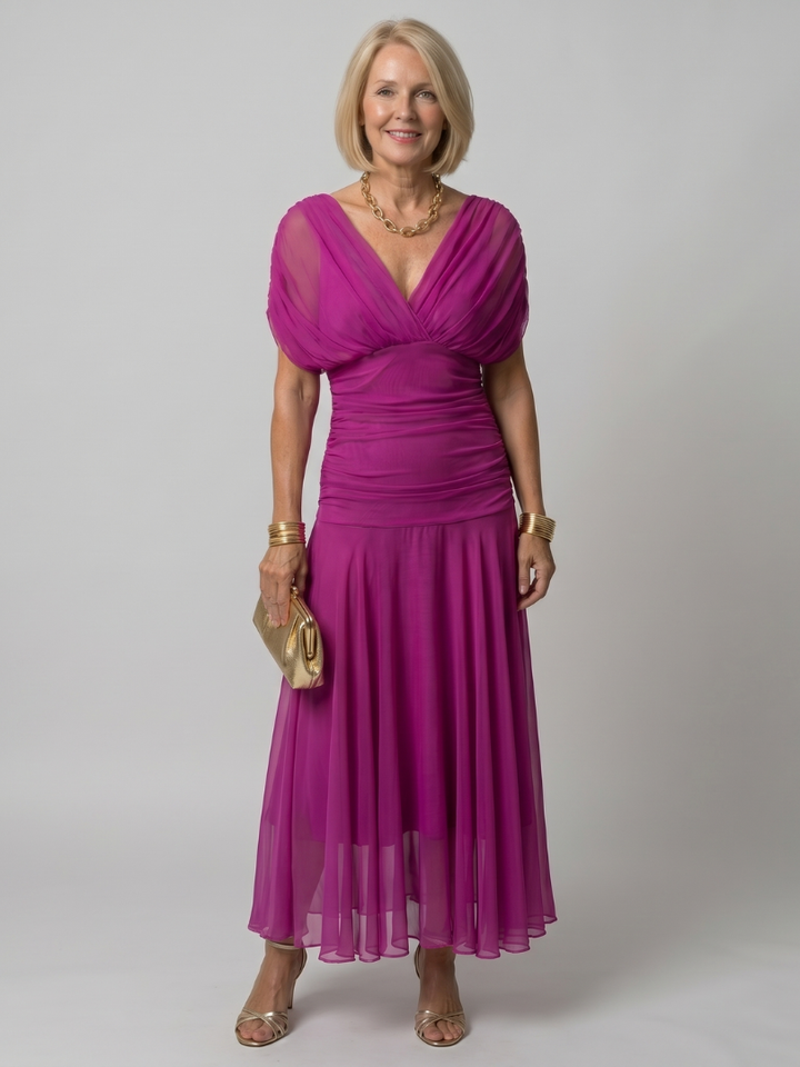 Calen - Off Shoulder Flow Midi Dress | Casual, Elegant, Comfortable