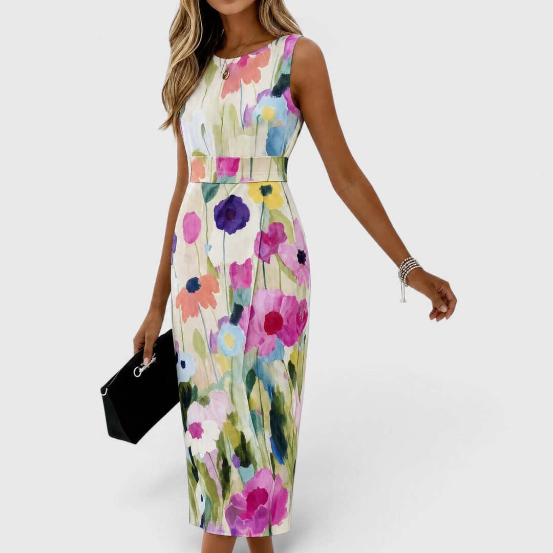 Cass | Elegant Three Quarter Sleeve Midi Dress