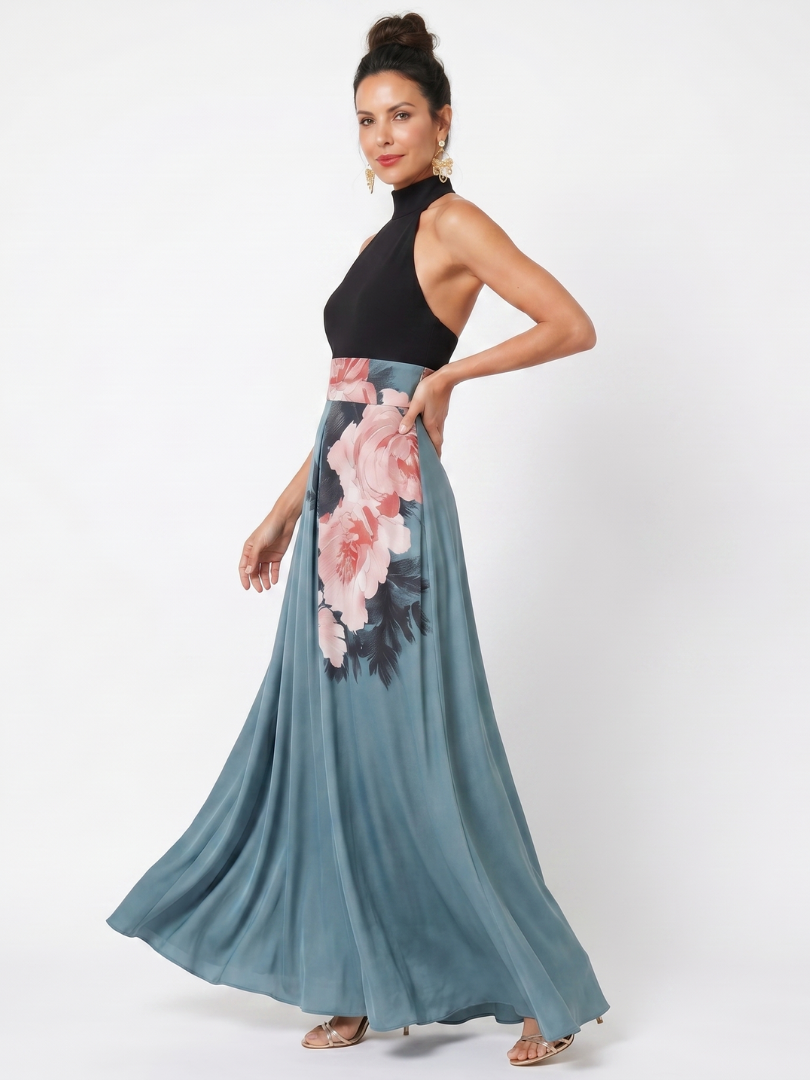 Olympas | Floral Halter Bodice Maxi Dress