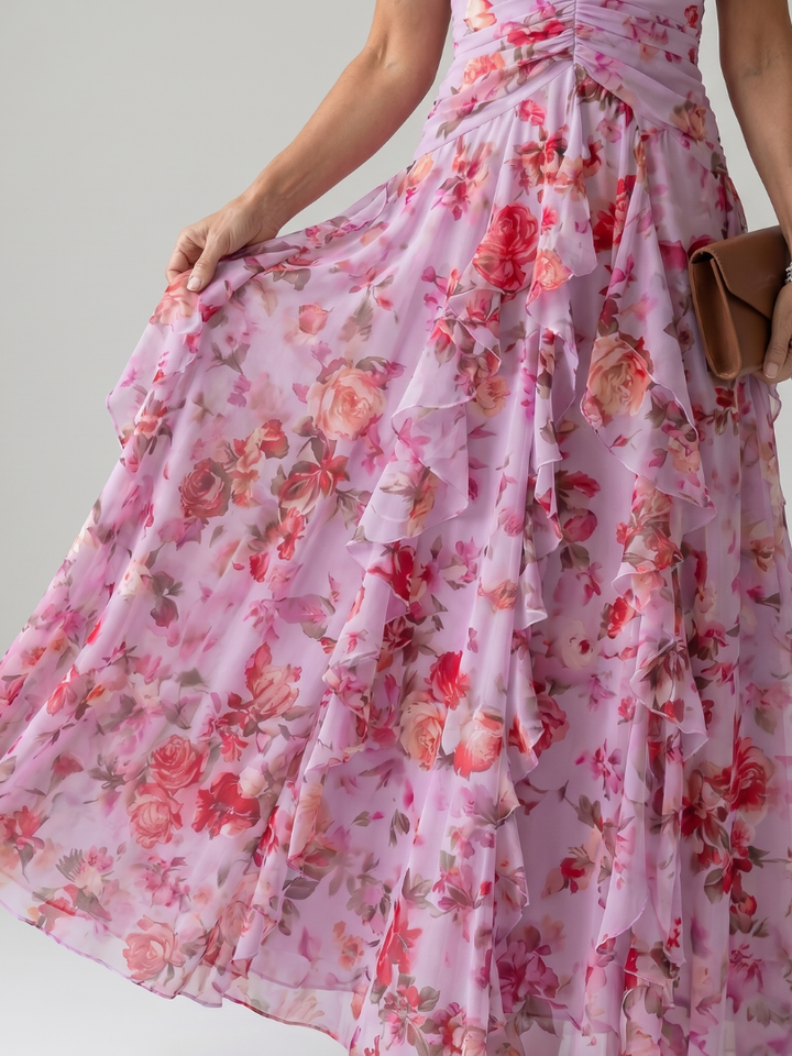Nori | Floral Ruched Bodice Maxi Dress
