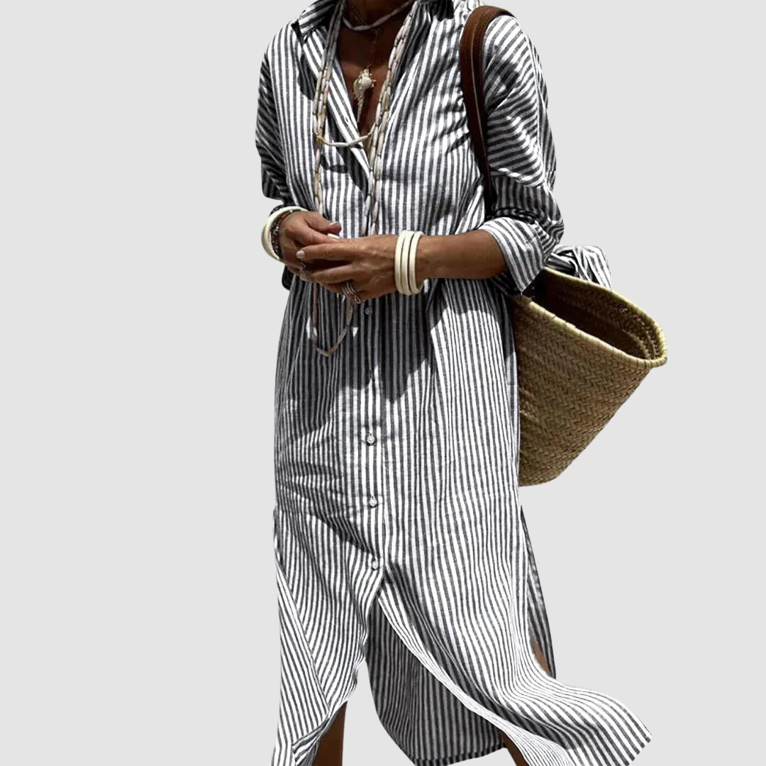 Nichole - Elegant Striped Midi Dress