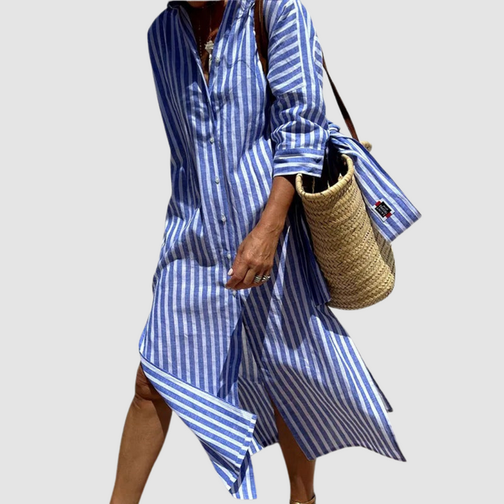 Nichole - Elegant Striped Midi Dress