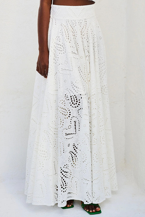 Larissa | Embroidered, High-Waist Maxi Skirt Set