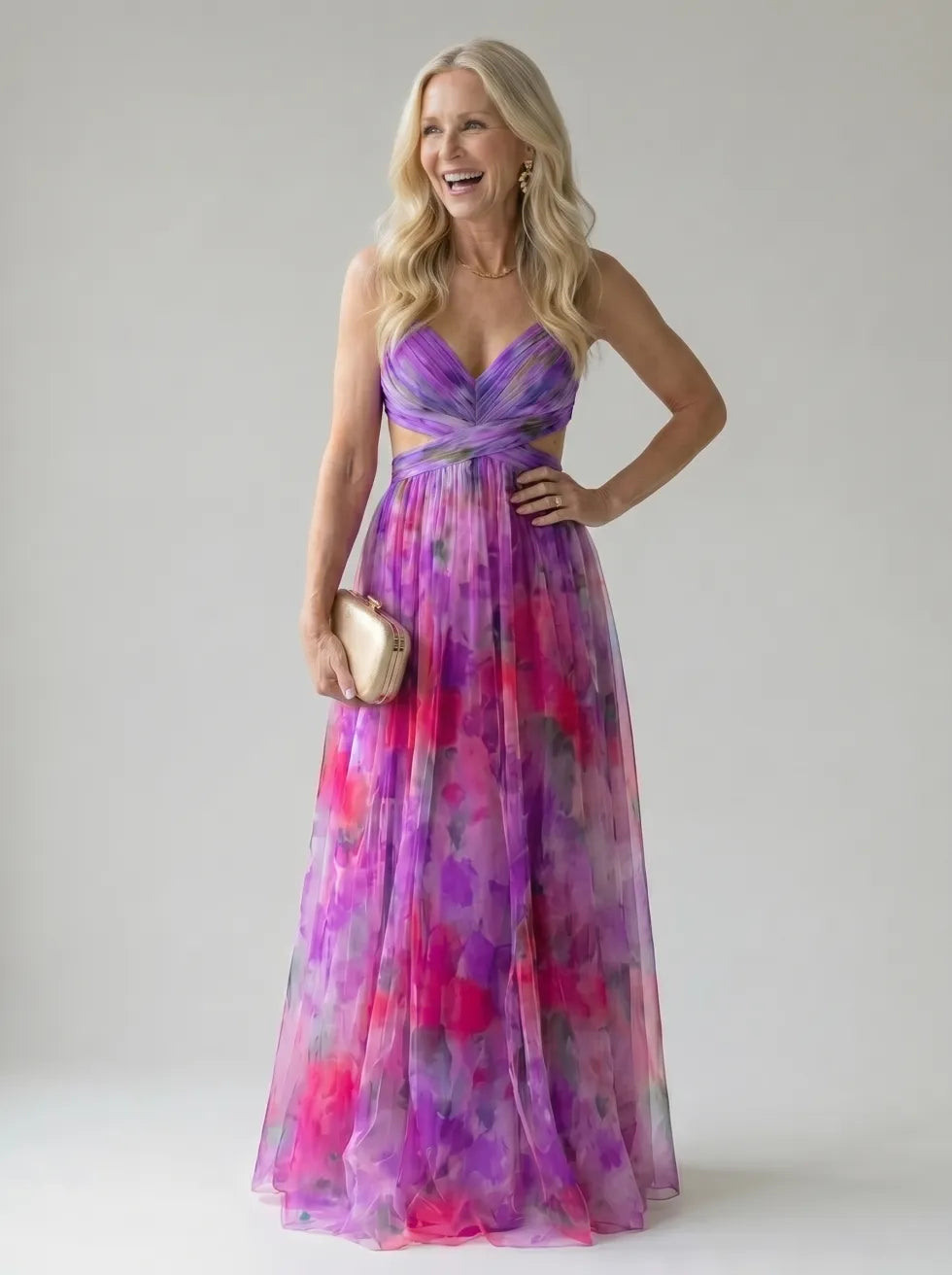 Isel | Soft Wrap Three Quarter Sleeve Maxi Dress