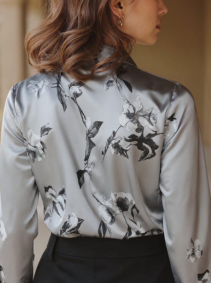 Monique | Elegant Satin Three Quarter Blouse