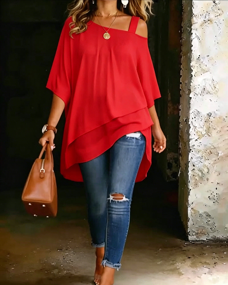 Amiyah | Asymmetric Design Three Quarter Blouse