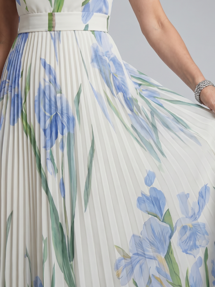 Ophelia | Floral Print Sleeveless Square Neck Midi Dress
