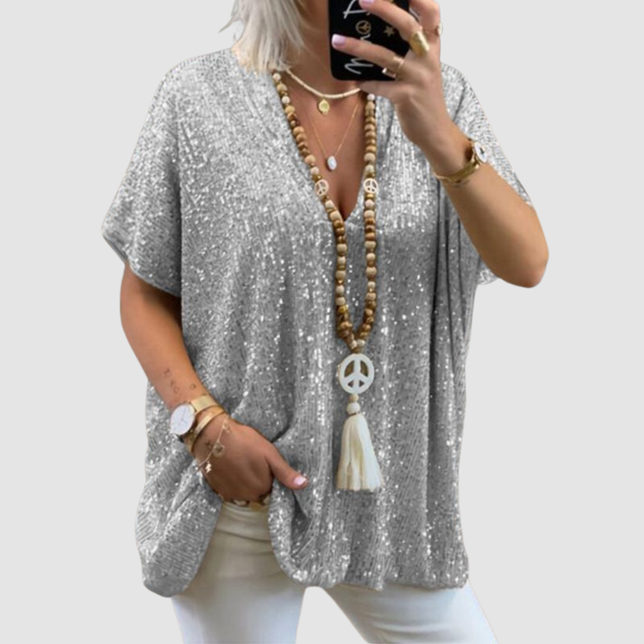 Fayne - Sequin V-Neck Elegant Top