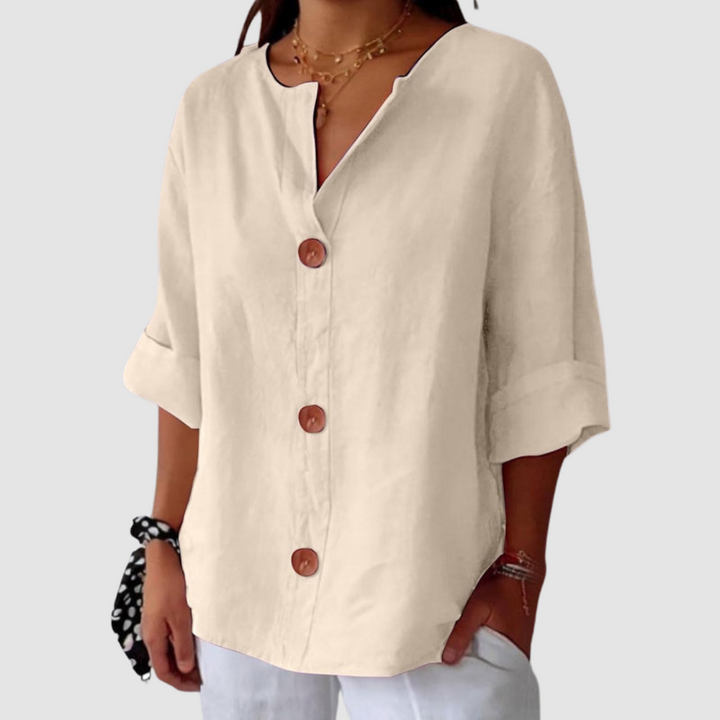 Leah | Casual Three Quarter Sleeve Linen Blouse