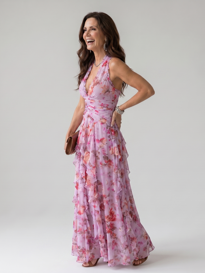 Nori | Floral Ruched Bodice Maxi Dress