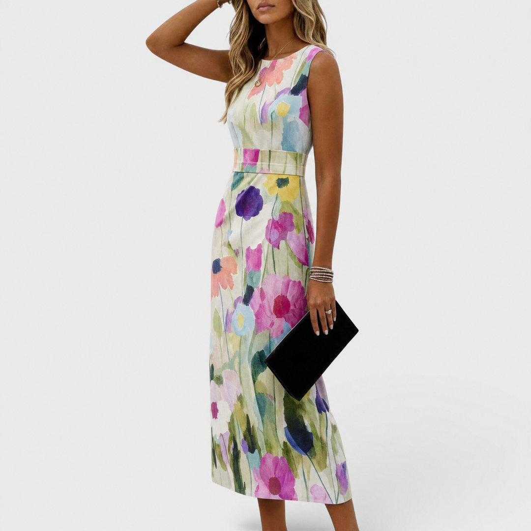 Cass | Elegant Three Quarter Sleeve Midi Dress